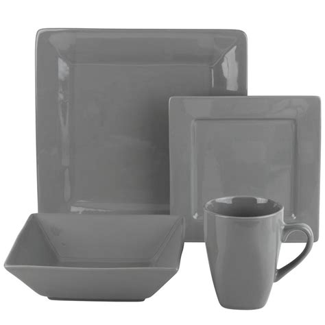 The most common square plate set material is ceramic. 10 Strawberry Street Nova 16-Piece Gray Square Dinnerware ...