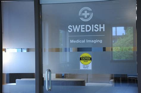 Frosted Glass Door Logo Swedish Medical Imaging Caution Automatic
