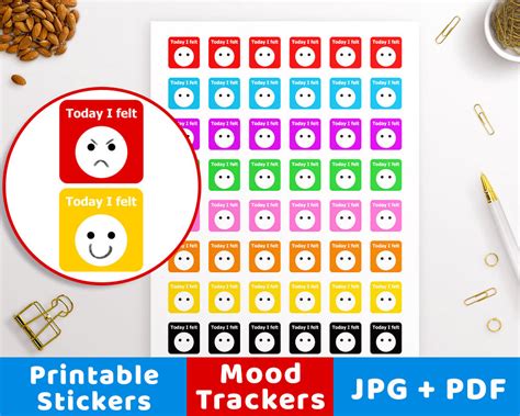 Mood Tracker Printable Planner Stickers The Digital Download Shop