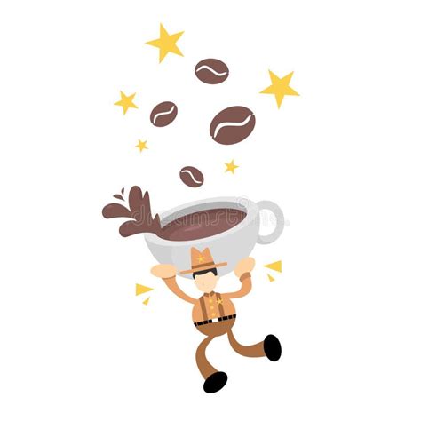 America Cowboy And Drink Coffee Beverage Cartoon Doodle Flat Design