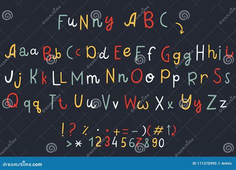 Vector Set Of Three Cartoon Funny Difference English Alphabets