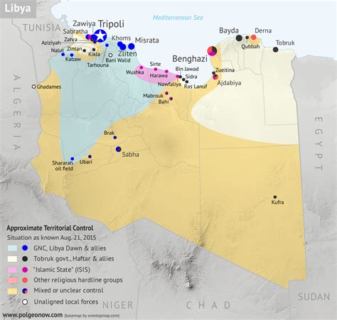 War In Libya Map Of Control In August 2015 Political Geography Now