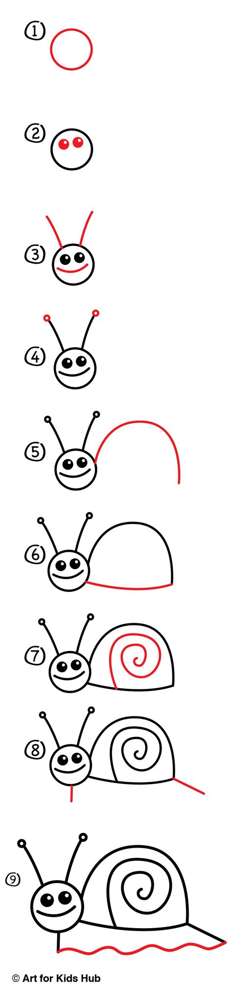 First, draw a spiral line as in my example. How To Draw A Snail (for young artists) - Art For Kids Hub