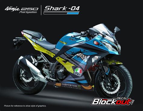 Gambaran next ninja 250 fi sudah pakai usd tampak samping via aripitstop.com. Jual Decal Ninja 250 Fi Shark 04 Warna Hitam Sticker ...