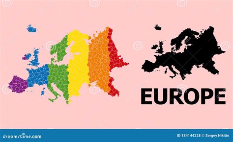Rainbow Pattern Map Of Europe For Lgbt Stock Vector Illustration Of