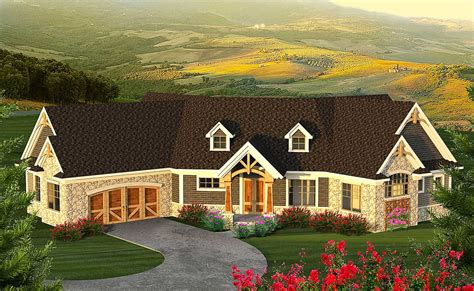 Rancher bungalows offer the best home design layout for the mobility challenged with all living space located on the main ground floor level. Angled Mountain Ranch with Loft - 89969AH | Architectural ...