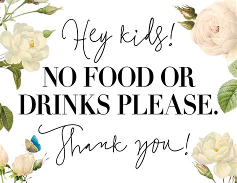 Kids No Food Or Drink Sign Printable House Mix