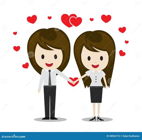 Cute Couple In Love Holding Hands Cartoon Characters Stock Vector Illustration Of Female