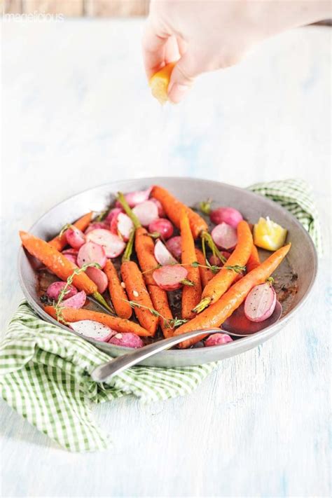 Roasted Radishes And Carrots With Thyme And Lemon