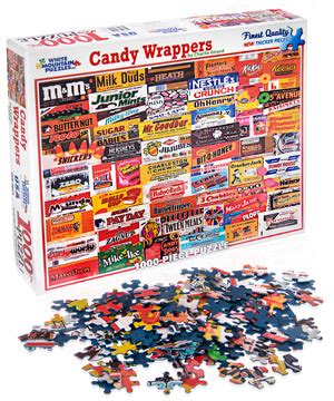 Wrap personalized wrapper around candy bar. Candy Wrappers Jigsaw Puzzle: A retro 1000-piece puzzle