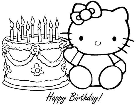 Hello kitty beach picnic coloring page. Hello Kitty Birthday Coloring Pages | Best Place to Color