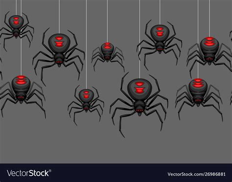Seamless Pattern With Black Widow Spiders Vector Image
