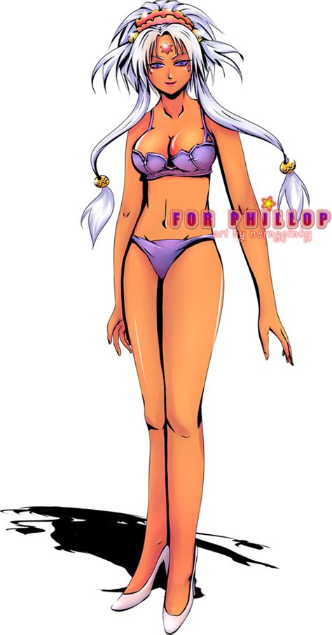 Hild Aa Megami Sama Highres 1girl Bikini Breasts Dark Skin Facial Mark Forehead Mark