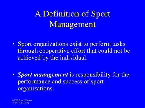 Sport management is the business of sports and recreation. PPT - Chapter 1 Introduction to Sports and Management ...