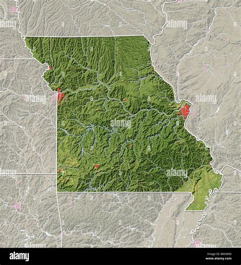 Missouri Shaded Relief Map Stock Photo Alamy