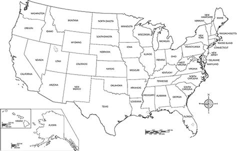Us Outline Map With State Names