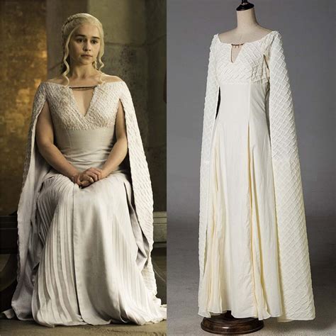 Game Of Thrones 5 Daenerys Targaryen Costumes Cosplay Dress White Long