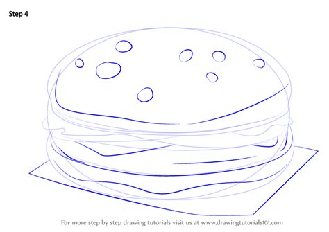 Art for kids, drawing tutorial lesson. Learn How to Draw a Hamburger (Snacks) Step by Step ...