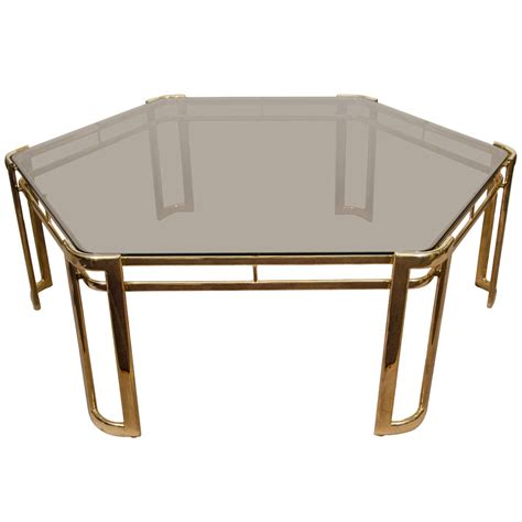 Table diameter 60 cm (23.62 in) you order an original handmade table made of solid elm and epoxy. Midcentury Brass-Plated Hexagonal Coffee or Cocktail Table ...