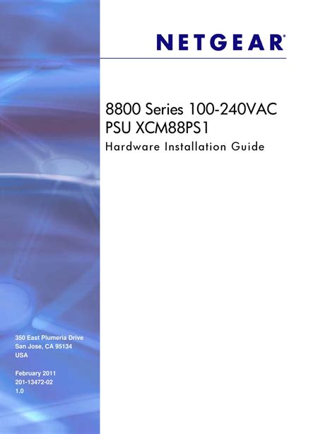 Netgear Psu Xcm88ps1 Hardware Installation Manual Pdf Download Manualslib