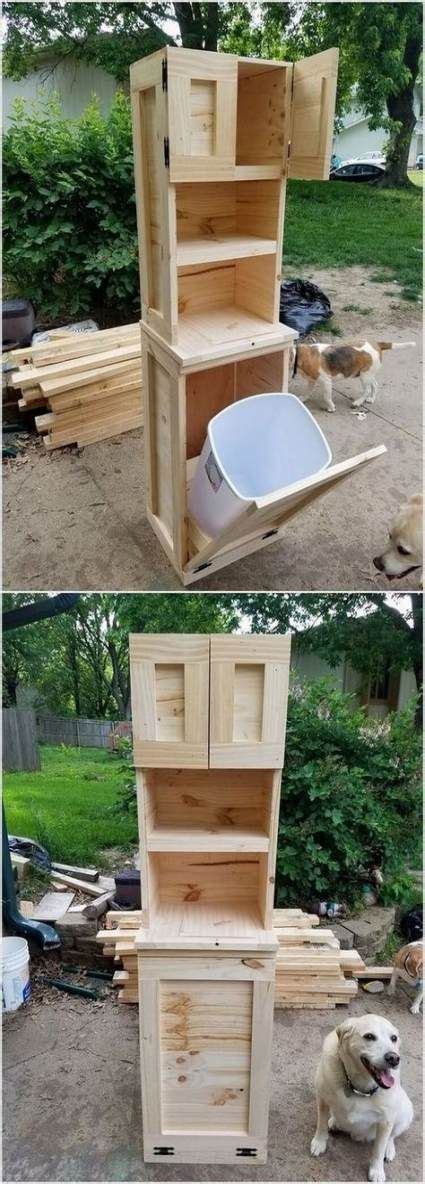 New Dog Food Storage Diy Trash Bins Ideas | Diy pallet furniture, Dog