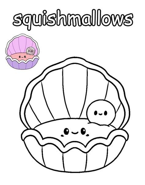 Squishmallow Pearl in the Shell Coloring Pages - Squishmallow Coloring