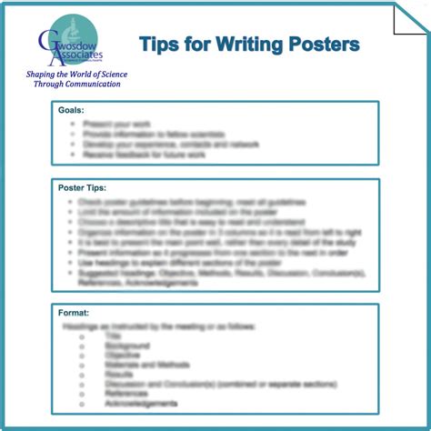 Tips For Writing Posters Pdf Gwosdow Associates Science Consultants