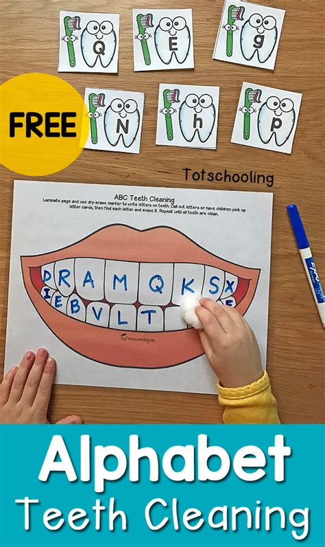 alphabet teeth cleaning activity for dental health month
