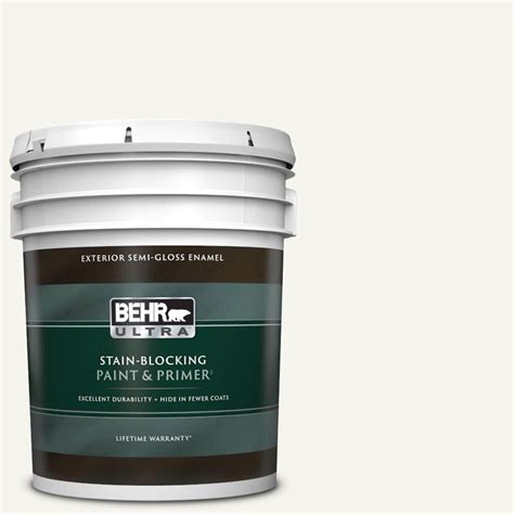 BEHR ULTRA 5 Gal 75 Polar Bear Semi Gloss Enamel Exterior Paint