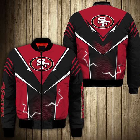 San Francisco 49ers Bomber Jacket Lightning Graphic T For Men Jack