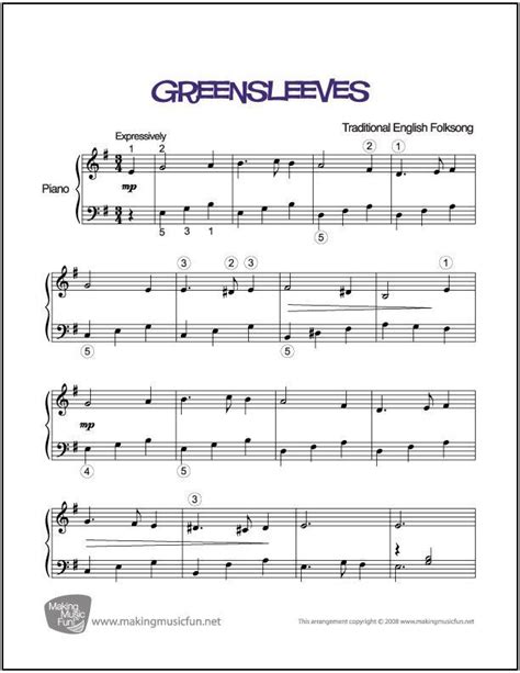 For more simple chord charts for guitar or piano, check out the songs my father and i will praise your love forever in the album files above. Greensleeves | Sheet Music for Piano (Digital Print) http://makingmusicfun.net/htm/f_printit ...