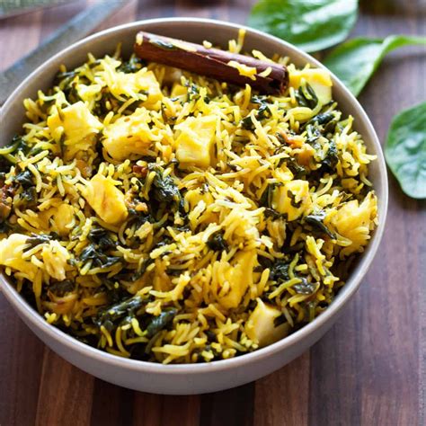 Palak Pulao Tasty Spinach Rice With Cottage Cheese Indian Ambrosia