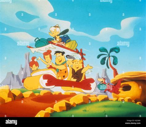 Production Cel And Production Background Of Barney Rubble And Pebbles