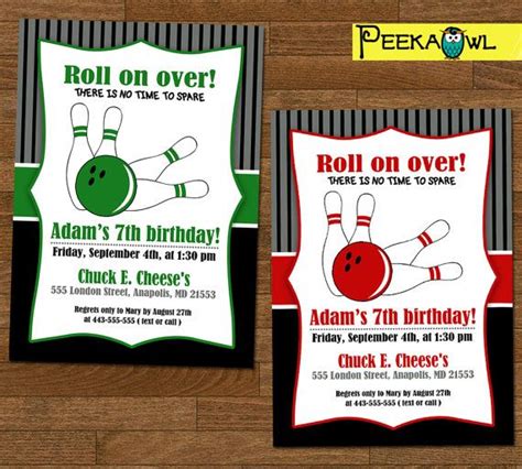 Bowling Party Invitation Card Printable Bowling Invitation Etsy