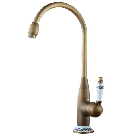 Vibrant brushed moderne brass kitchen sink faucets. Gold Kitchen Faucet Gooseneck Single Handle Anrique Brass ...
