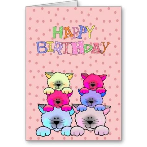 Card Kids Girls Happy Birthday Cats 2 Zazzle Happy Birthday Cat