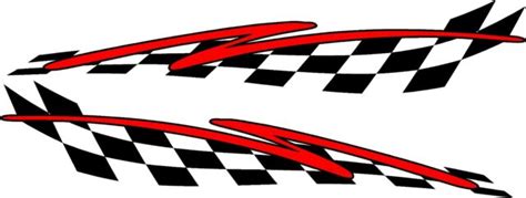 Checkered Flag And Swoosh Racing Vinyl Graphics Decal Sticker Set 5 X 22