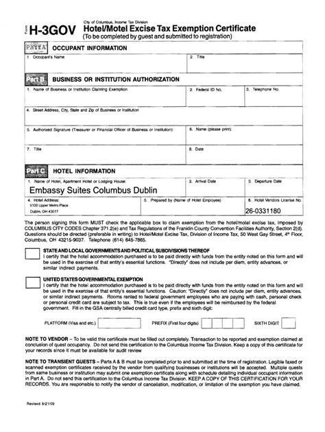 Ohio Hotel Tax Exempt Form Fill Out And Sign Online Dochub