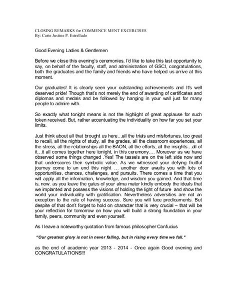 Below is the speech he delivered from tian'anmen square in beijing. Graduation closing remarks