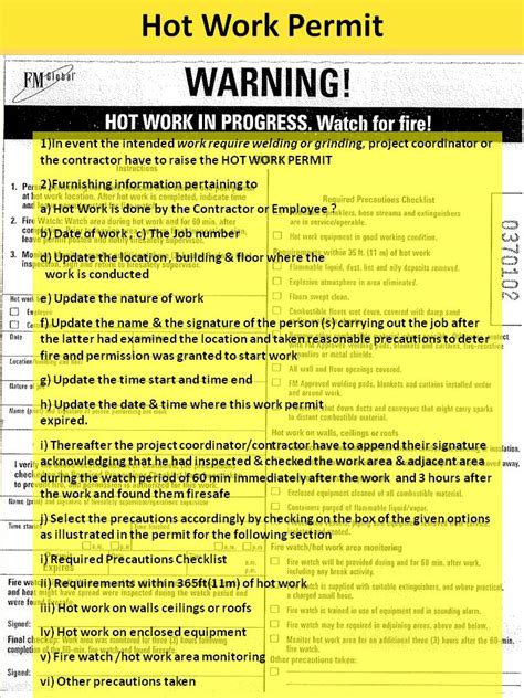 Hse Hot Work Permit Template