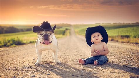 Children Dog Cowboy Hats Animals Jake Olson Road Nebraska Wallpapers Hd Desktop And