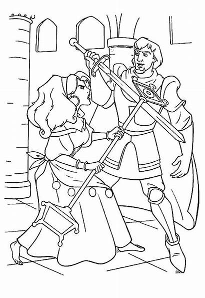 Dame Notre Coloring Sword Hunchback Esmeralda Fight