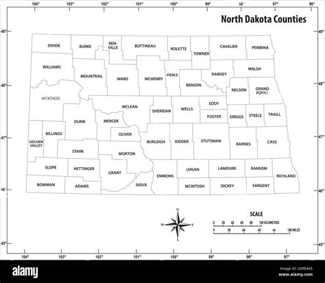 Mappa Politica Del Dakota Del Nord Foto E Immagini Stock In Bianco E