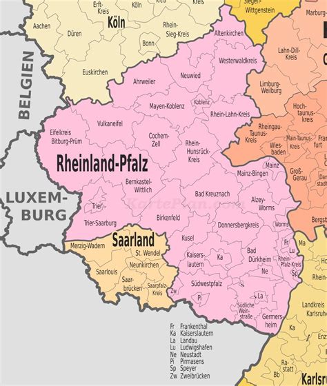 Rheinland Pfalz Mapa Vector Map Of The State Of Rhineland Palatinate