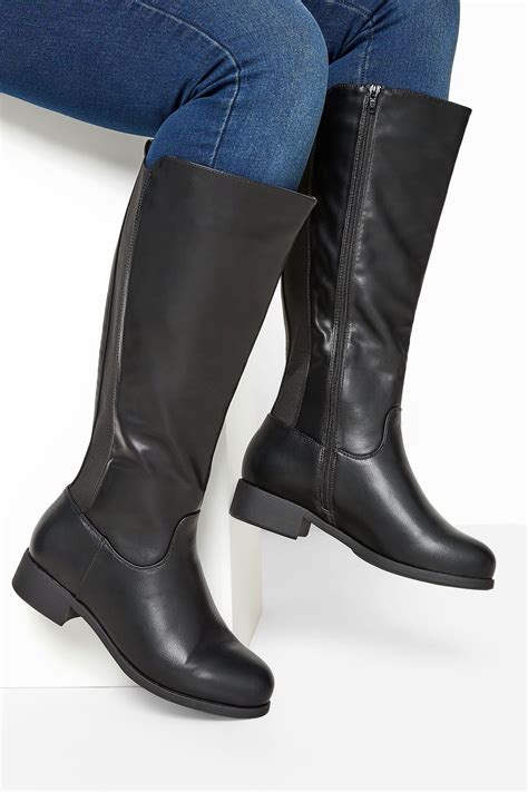 Black Xl Calf Knee High Boots In Extra Wide Fit Yours Clothing