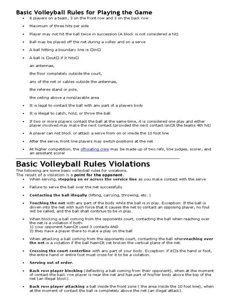 Basic Volleyball Rules For Playing The Game Volleyball Teams
