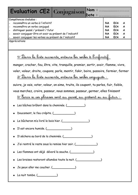 Une évaluation diagnostique de mathématiques et de français pour la rentrée pour les ce2, cm1 et les cm2, voilà ce qui est au programme des premiers jours de classe. Evaluation CE2 Conjugaison