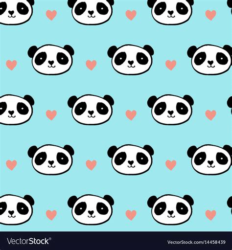 Cute Panda Bear Seamless Pattern Royalty Free Vector Image