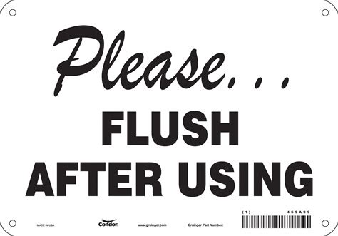 Condor Safety Sign Sign Format Other Format Please Flush After