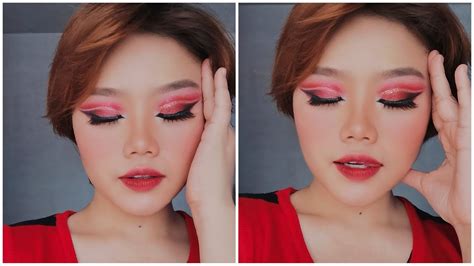 Dramatic Double Cut Crease Red And Touch Of Glitter Glam Makeup Tutorial